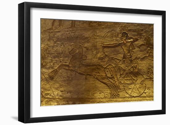 Egyptian Art. Great Temple of Ramses II. Military Campaign Against the Hittites. Ramses II in a…-null-Framed Giclee Print