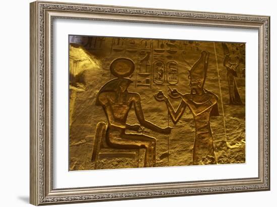 Egyptian Art. Great Temple of Ramses II. Relief Depicting the Pharaoh Ramses II Making an…-null-Framed Giclee Print