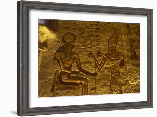 Egyptian Art. Great Temple of Ramses II. Relief Depicting the Pharaoh Ramses II Making an…-null-Framed Giclee Print