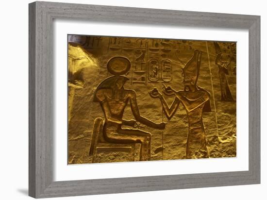 Egyptian Art. Great Temple of Ramses II. Relief Depicting the Pharaoh Ramses II Making an…-null-Framed Giclee Print