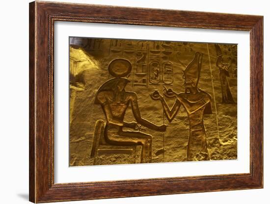 Egyptian Art. Great Temple of Ramses II. Relief Depicting the Pharaoh Ramses II Making an…-null-Framed Giclee Print