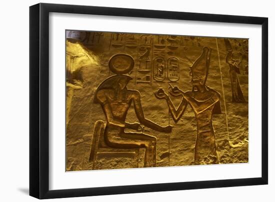 Egyptian Art. Great Temple of Ramses II. Relief Depicting the Pharaoh Ramses II Making an…-null-Framed Giclee Print