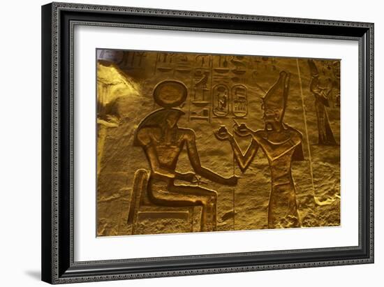 Egyptian Art. Great Temple of Ramses II. Relief Depicting the Pharaoh Ramses II Making an…-null-Framed Giclee Print