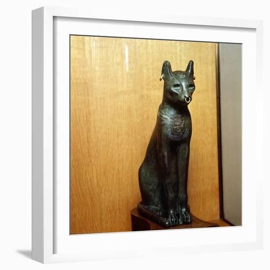 Egyptian Bronze Cat, Sacred to the Goddess Bastet, Roman Period. c664BC-332 BC-Unknown-Framed Giclee Print