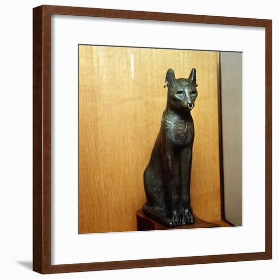 Egyptian Bronze Cat, Sacred to the Goddess Bastet, Roman Period. c664BC-332 BC-Unknown-Framed Giclee Print
