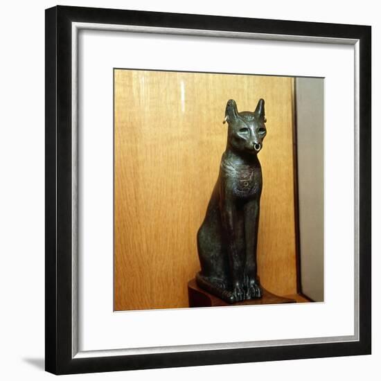 Egyptian Bronze Cat, Sacred to the Goddess Bastet, Roman Period. c664BC-332 BC-Unknown-Framed Giclee Print
