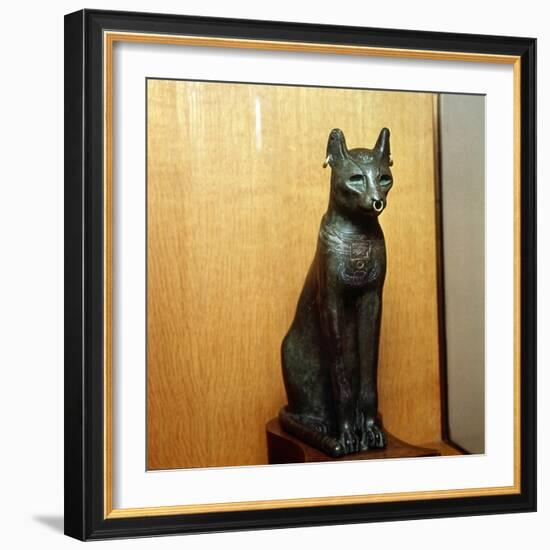 Egyptian Bronze Cat, Sacred to the Goddess Bastet, Roman Period. c664BC-332 BC-Unknown-Framed Giclee Print