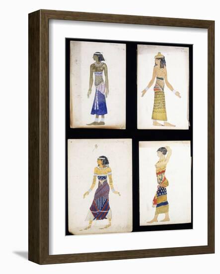 Egyptian Costume Designs for a Dancer, a Musician, Ta-Or, and Cleopatra's Sister-Leon Bakst-Framed Giclee Print