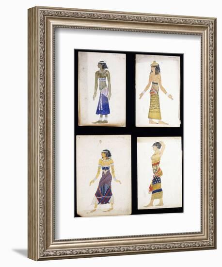 Egyptian Costume Designs for a Dancer, a Musician, Ta-Or, and Cleopatra's Sister-Leon Bakst-Framed Giclee Print