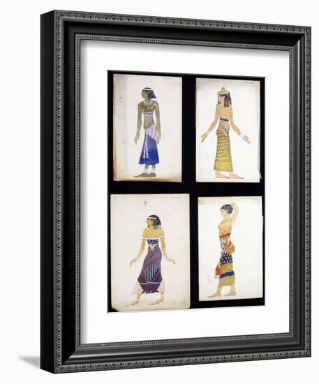 Egyptian Costume Designs for a Dancer, a Musician, Ta-Or, and Cleopatra's Sister-Leon Bakst-Framed Giclee Print