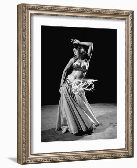 Egyptian Dancer Samia Gamal, Thrusting Sidewise to Make a Lassolike Pattern-Loomis Dean-Framed Photographic Print