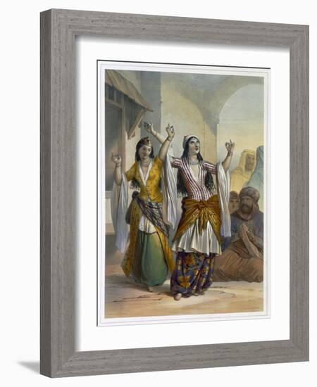 Egyptian dancing girls performing the Ghawazi at Rosetta, Egypt, 1848-Achille Deveria-Framed Giclee Print