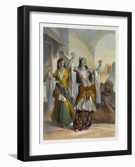 Egyptian dancing girls performing the Ghawazi at Rosetta, Egypt, 1848-Achille Deveria-Framed Giclee Print