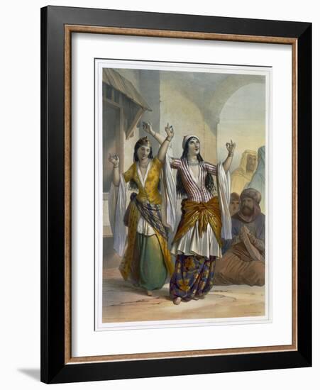 Egyptian dancing girls performing the Ghawazi at Rosetta, Egypt, 1848-Achille Deveria-Framed Giclee Print