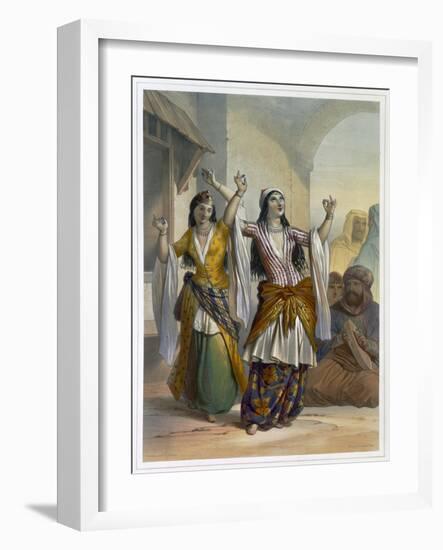 Egyptian dancing girls performing the Ghawazi at Rosetta, Egypt, 1848-Achille Deveria-Framed Giclee Print