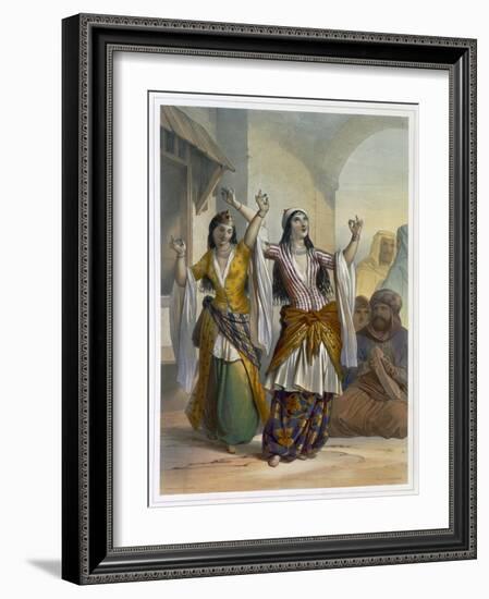 Egyptian dancing girls performing the Ghawazi at Rosetta, Egypt, 1848-Achille Deveria-Framed Giclee Print