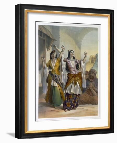 Egyptian dancing girls performing the Ghawazi at Rosetta, Egypt, 1848-Achille Deveria-Framed Giclee Print