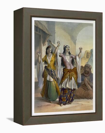 Egyptian dancing girls performing the Ghawazi at Rosetta, Egypt, 1848-Achille Deveria-Framed Premier Image Canvas