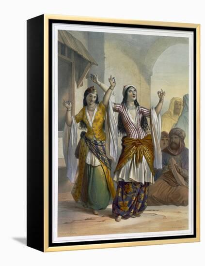 Egyptian dancing girls performing the Ghawazi at Rosetta, Egypt, 1848-Achille Deveria-Framed Premier Image Canvas