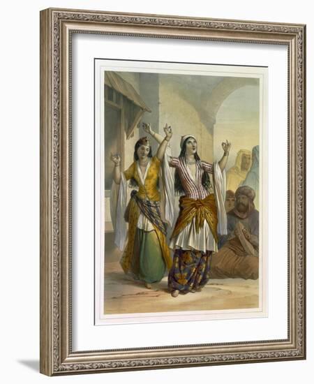 Egyptian Dancing Girls Performing the Ghawazi, Rosetta, The Valley of the Nile-Achille-Constant-Théodore-Émile Prisse d'Avennes-Framed Giclee Print