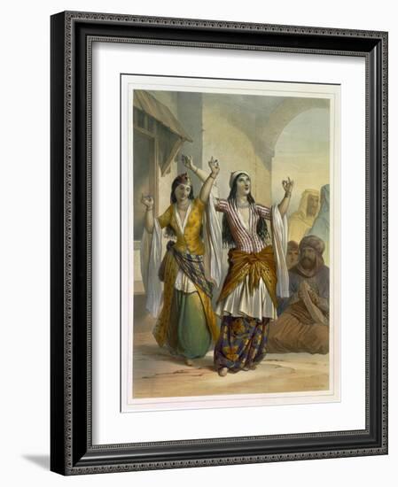 Egyptian Dancing Girls Performing the Ghawazi, Rosetta, The Valley of the Nile-Achille-Constant-Théodore-Émile Prisse d'Avennes-Framed Giclee Print