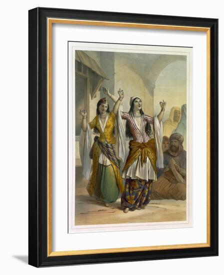 Egyptian Dancing Girls Performing the Ghawazi, Rosetta, The Valley of the Nile-Achille-Constant-Théodore-Émile Prisse d'Avennes-Framed Giclee Print