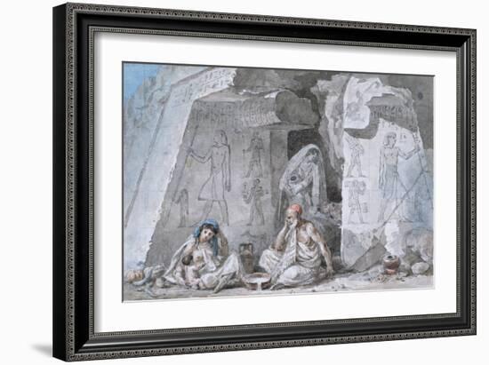 Egyptian Family Outside an Ancient Tomb, 19th Century-Vivant Denon-Framed Giclee Print