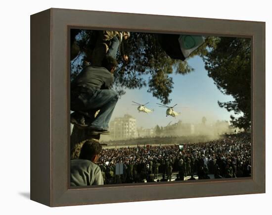 Egyptian Helicopters Carrying Remains of Palestinian Leader Yasser Arafat and Palestinian Leaders-null-Framed Premier Image Canvas