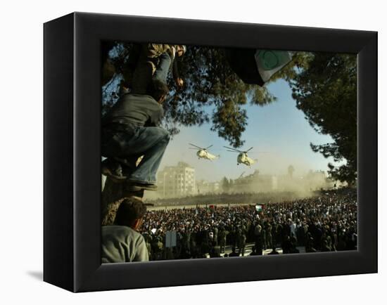 Egyptian Helicopters Carrying Remains of Palestinian Leader Yasser Arafat and Palestinian Leaders-null-Framed Premier Image Canvas