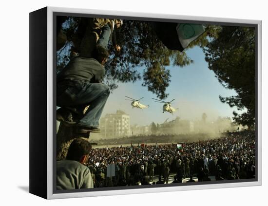 Egyptian Helicopters Carrying Remains of Palestinian Leader Yasser Arafat and Palestinian Leaders-null-Framed Premier Image Canvas