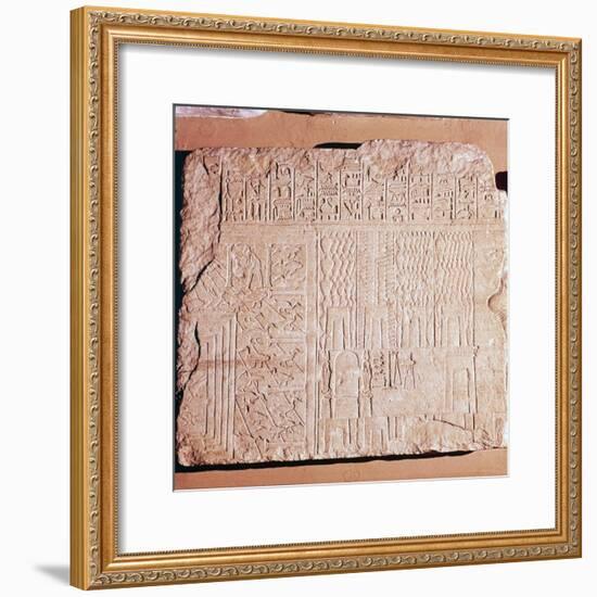 Egyptian Limestone Relief with scenes of Fields and Storehouses-Unknown-Framed Giclee Print
