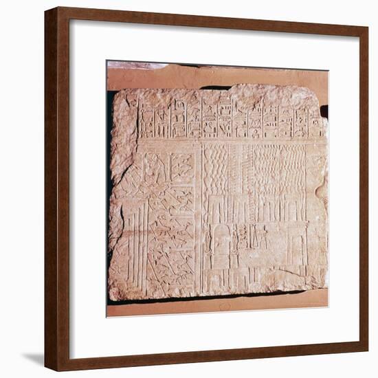Egyptian Limestone Relief with scenes of Fields and Storehouses-Unknown-Framed Giclee Print