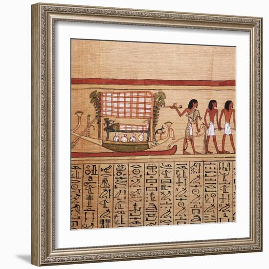 Egyptian papyrus depicting taking the mummy to the necropolis, 13th century BC-Unknown-Framed Giclee Print