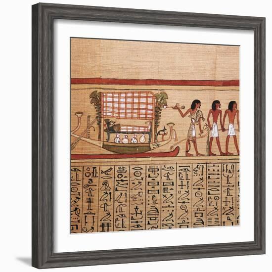 Egyptian papyrus depicting taking the mummy to the necropolis, 13th century BC-Unknown-Framed Giclee Print