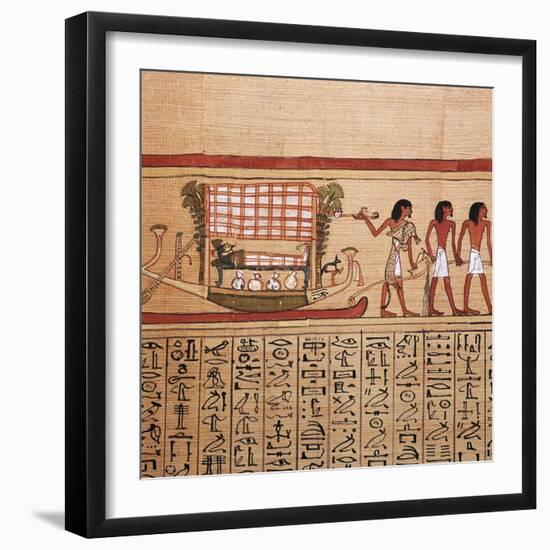Egyptian papyrus depicting taking the mummy to the necropolis, 13th century BC-Unknown-Framed Giclee Print