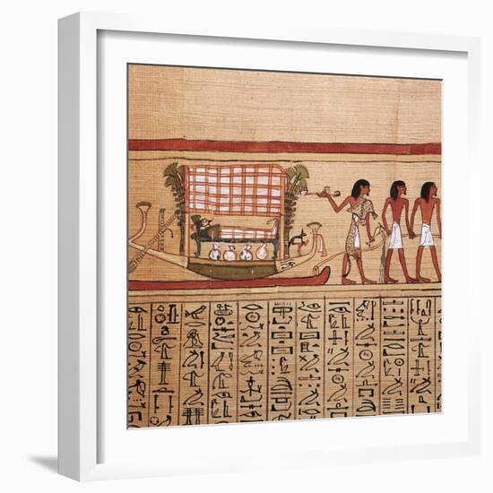 Egyptian papyrus depicting taking the mummy to the necropolis, 13th century BC-Unknown-Framed Giclee Print