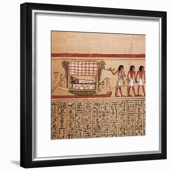 Egyptian papyrus depicting taking the mummy to the necropolis, 13th century BC-Unknown-Framed Giclee Print