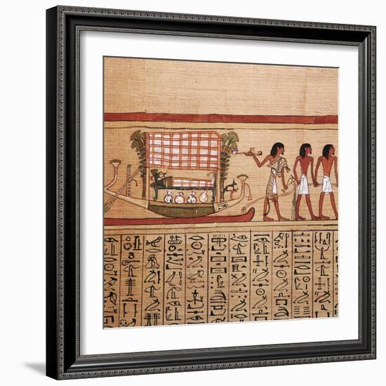 Egyptian papyrus depicting taking the mummy to the necropolis, 13th century BC-Unknown-Framed Giclee Print