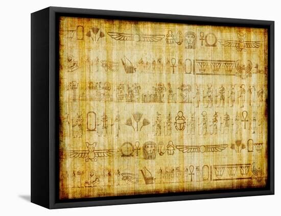 Egyptian Parchment With Hieroglyphics-Maugli-l-Framed Stretched Canvas