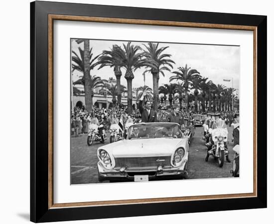 Egyptian President Gamal Abdel Nasser with King Mohamed V of Morocco and His Son Moulay Hassan-null-Framed Photo