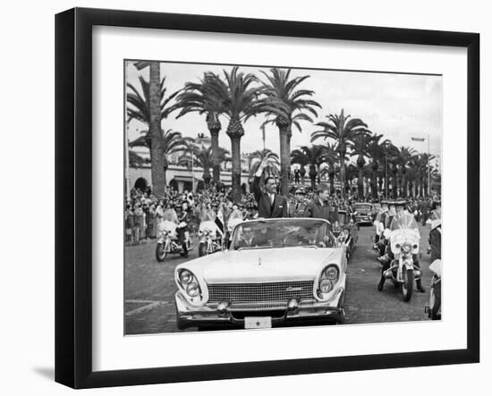 Egyptian President Gamal Abdel Nasser with King Mohamed V of Morocco and His Son Moulay Hassan-null-Framed Photo