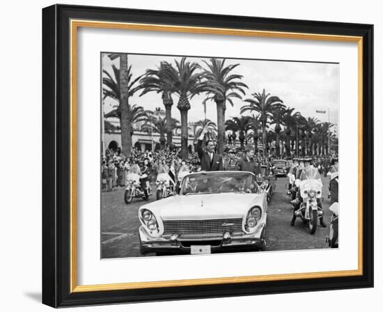 Egyptian President Gamal Abdel Nasser with King Mohamed V of Morocco and His Son Moulay Hassan-null-Framed Photo