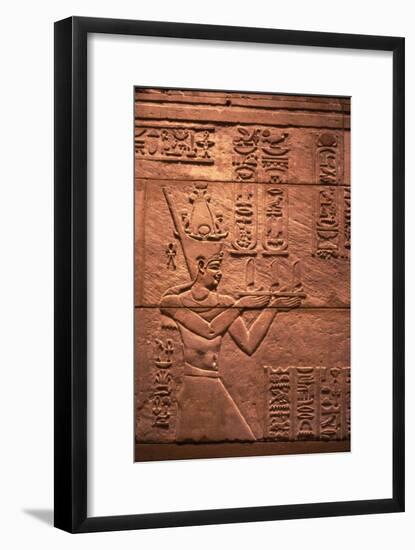 Egyptian relief of Emperor Augustus (Roman) as Pharaoh, offering to Isis, c1st century-Unknown-Framed Giclee Print