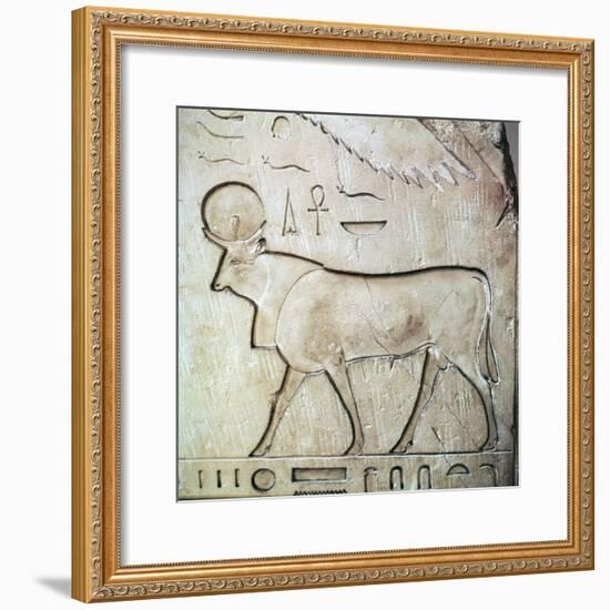 Egyptian relief of the bull-god Apis. Artist: Unknown-Unknown-Framed Giclee Print