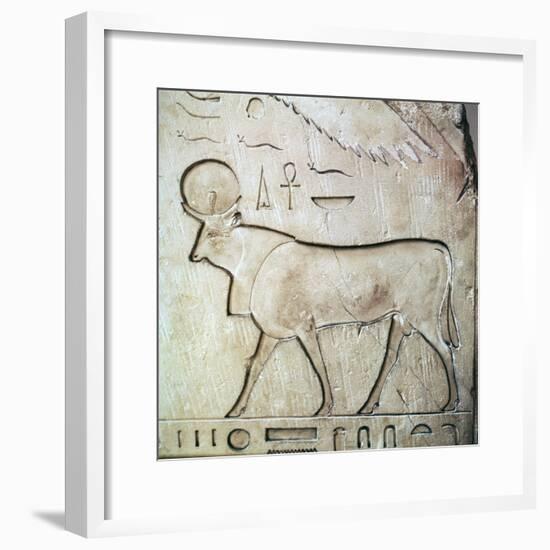 Egyptian relief of the bull-god Apis. Artist: Unknown-Unknown-Framed Giclee Print