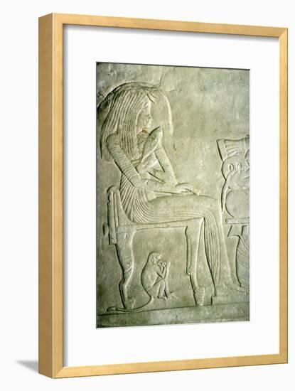 Egyptian Relief. Seated Lady with elaborate hairstyle-Unknown-Framed Giclee Print