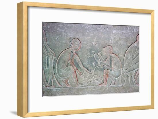 Egyptian relief showing shoemakers, 14th century BC Artist: Unknown-Unknown-Framed Giclee Print