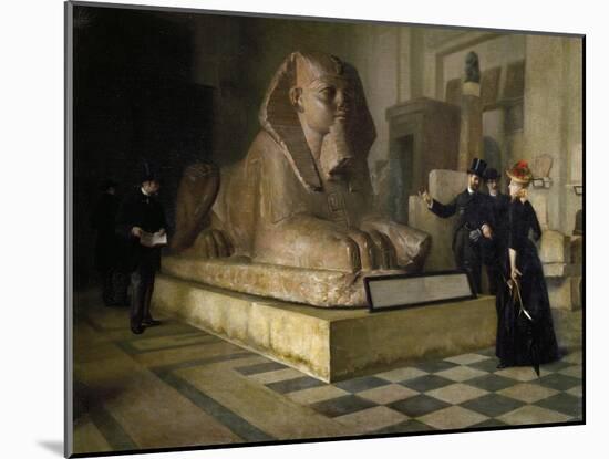 Egyptian Room of Louvre and Great Sphinx, by Guillaume Larue (1851-1935)-null-Mounted Giclee Print