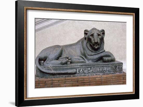 Egyptian sculpture of a lion. Artist: Unknown-Unknown-Framed Giclee Print