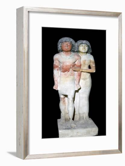 Egyptian sculpture of a man and his wife. Artist: Unknown-Unknown-Framed Giclee Print